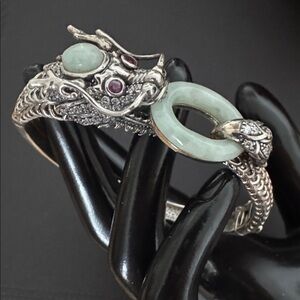Stunning Sterling Jade of Yesteryear Dragon Bracelet